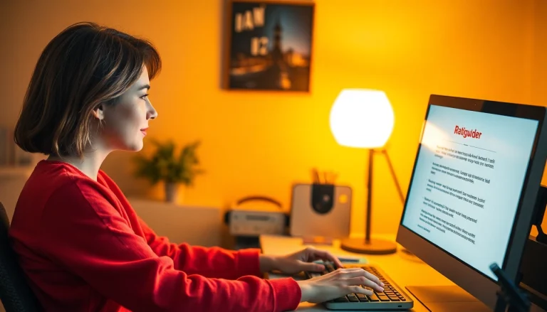 Ratgeber: Person liest interessante Informationen am Computer, um Wissen zu erweitern.