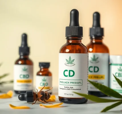 CBD Produkte in hochwertiger Präsentation, strahlend und rein, für Ihr Wohlbefinden.