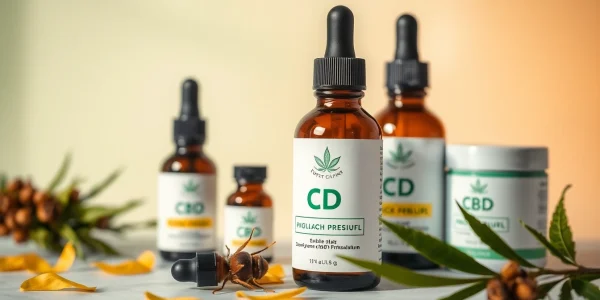 CBD Produkte in hochwertiger Präsentation, strahlend und rein, für Ihr Wohlbefinden.