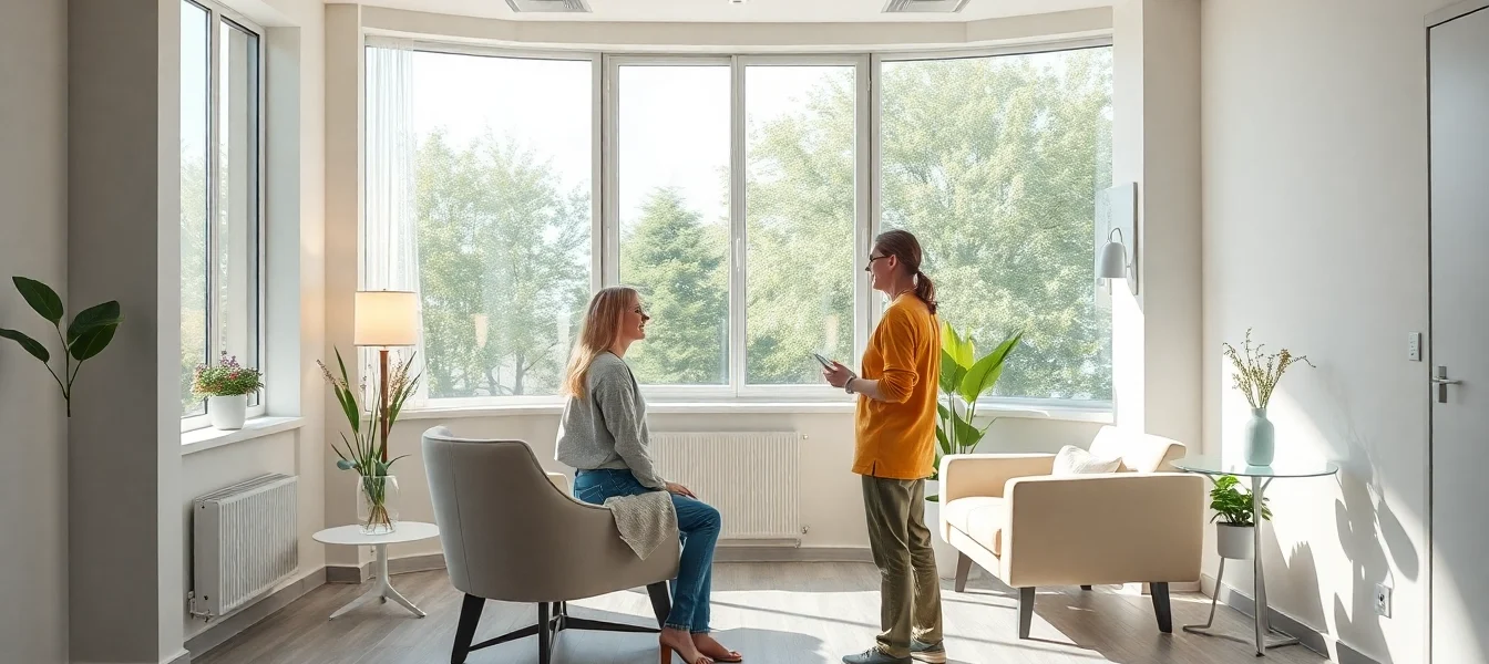 Therapeutische Sitzung in der Entzugsklinik, die Geborgenheit und Unterstützung vermittelt.
