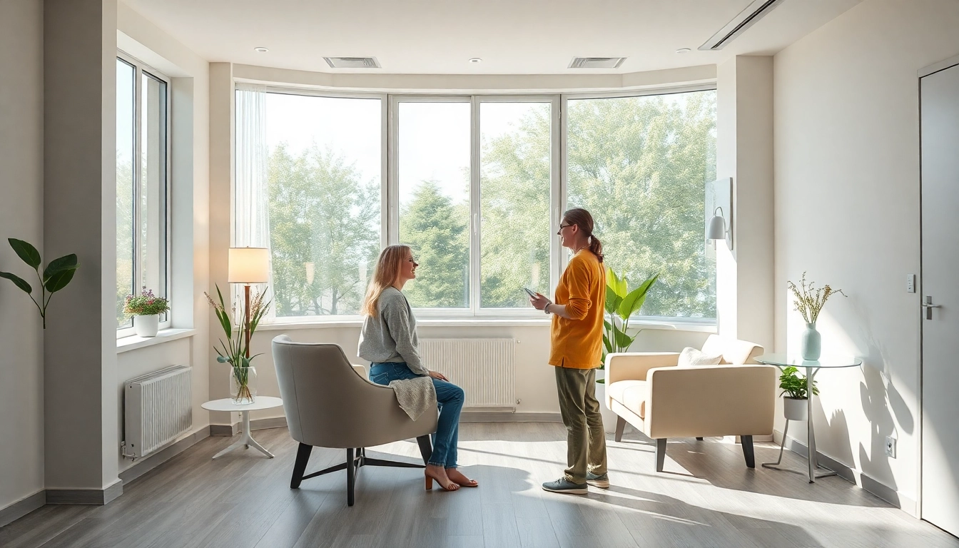 Therapeutische Sitzung in der Entzugsklinik, die Geborgenheit und Unterstützung vermittelt.