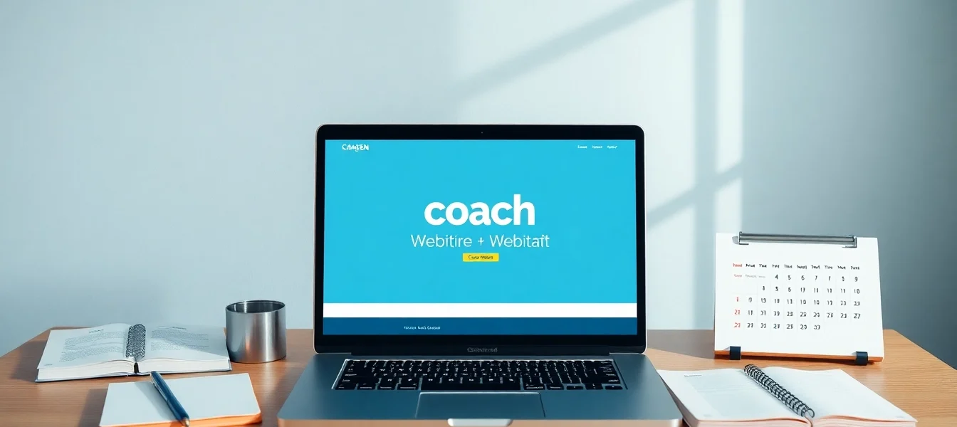 Webdesign für Coaches: Zeige moderne und professionelle Website-Layouts für Coaches am Laptop.