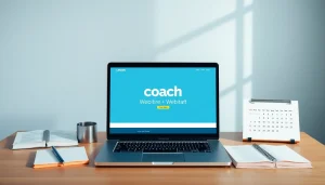 Webdesign für Coaches: Zeige moderne und professionelle Website-Layouts für Coaches am Laptop.