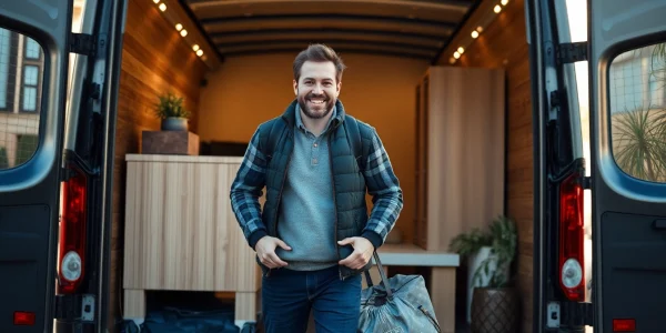 Umzugsunternehmen Wermelskirchen hilft beim sicheren Transport von Möbeln in einem modernen Fahrzeug.