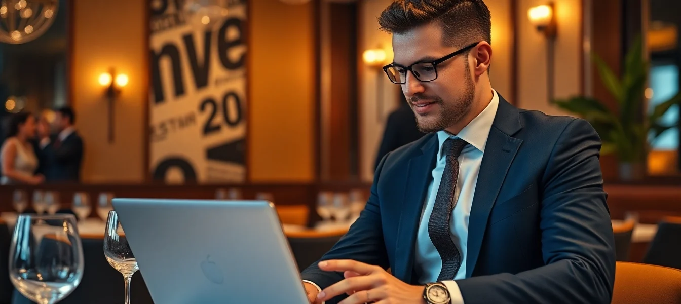 Headhunter Gastronomie in elegantem Restaurant bespricht Talente.