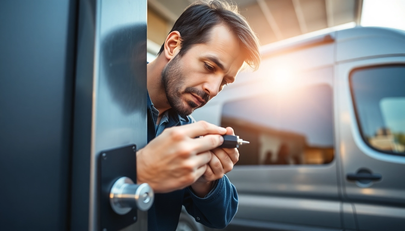 Professioneller Schlüsseldienst Berlin öffnet eine Tür mit Expertenwerkzeugen.