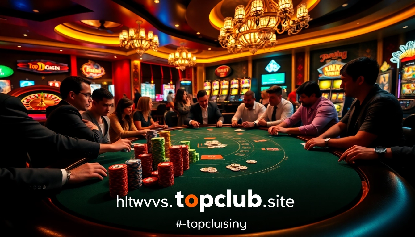 Experience thrilling poker action at https://topclub.site/ with vibrant chips and luxury casino ambiance.