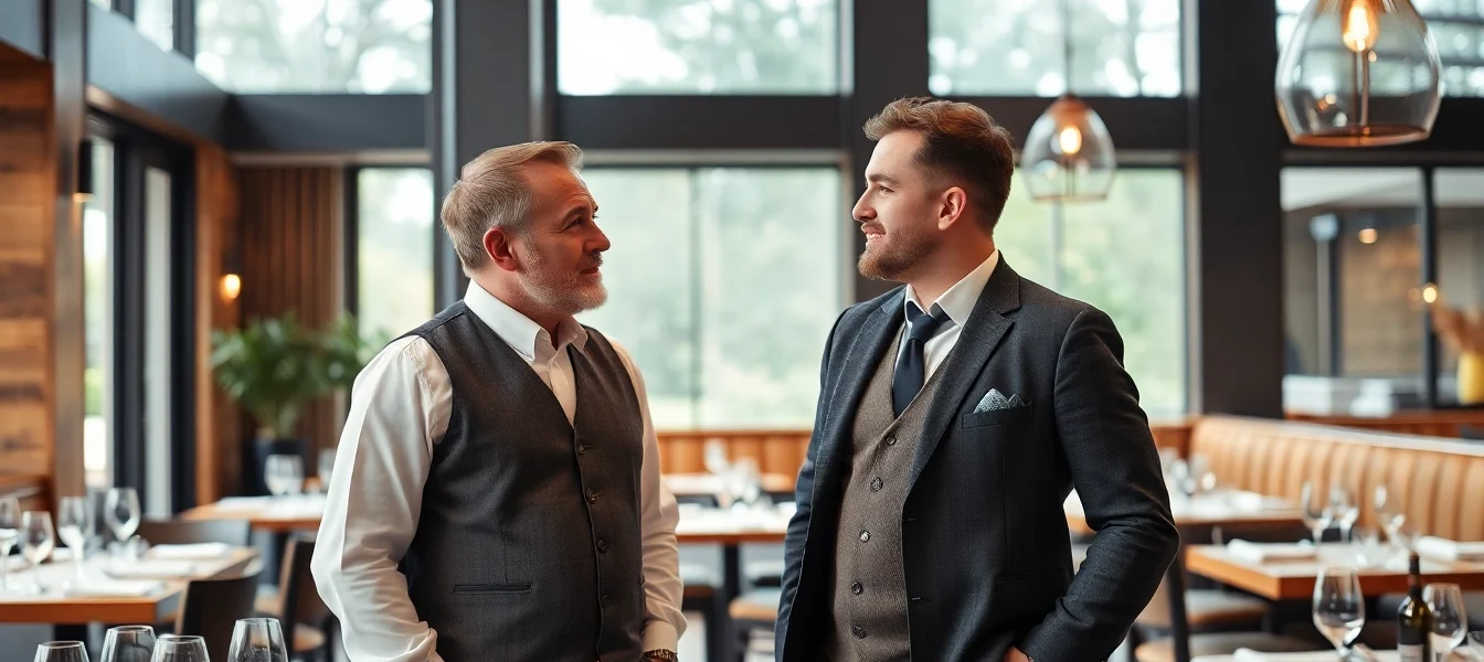 Headhunter Gastronomie inspiriert durch Beratung gespräch in modernem Restaurant