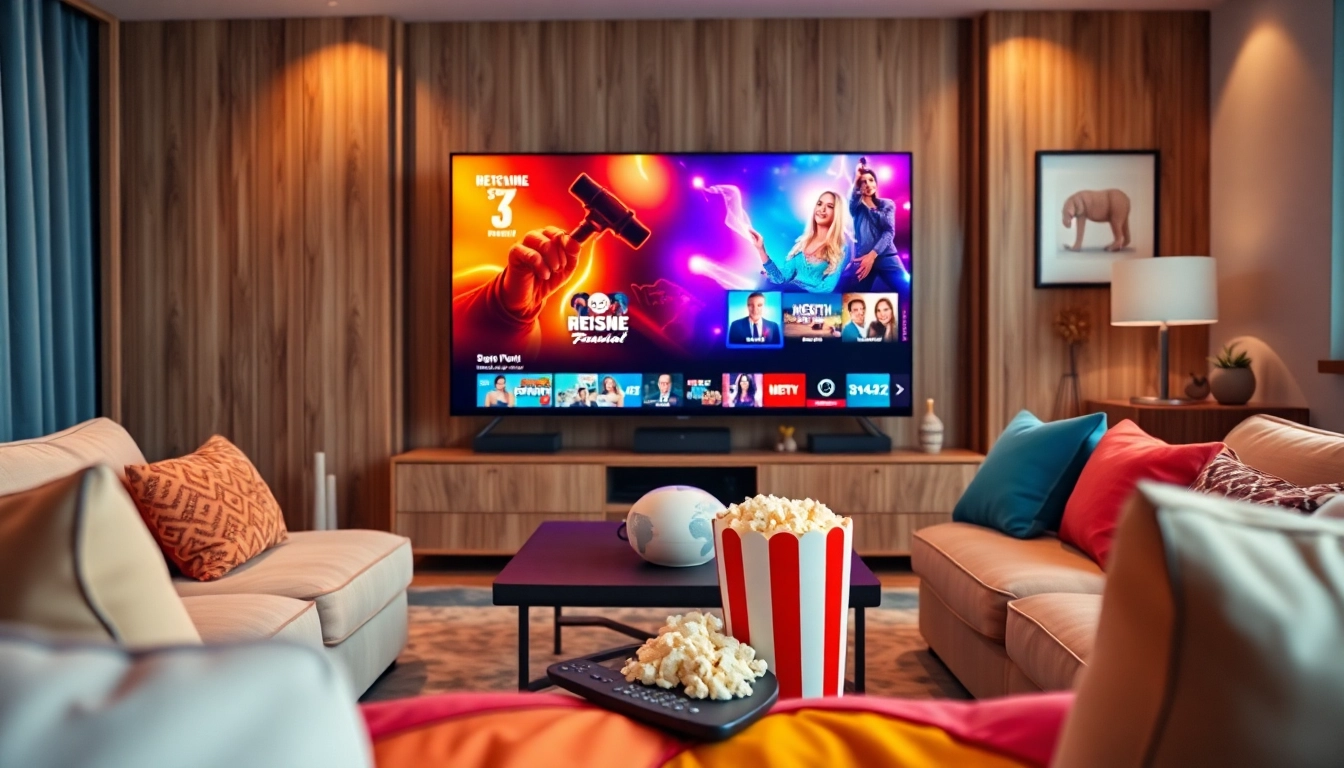Engaging home entertainment scene featuring Lauthaitv streaming setup with cozy ambiance.