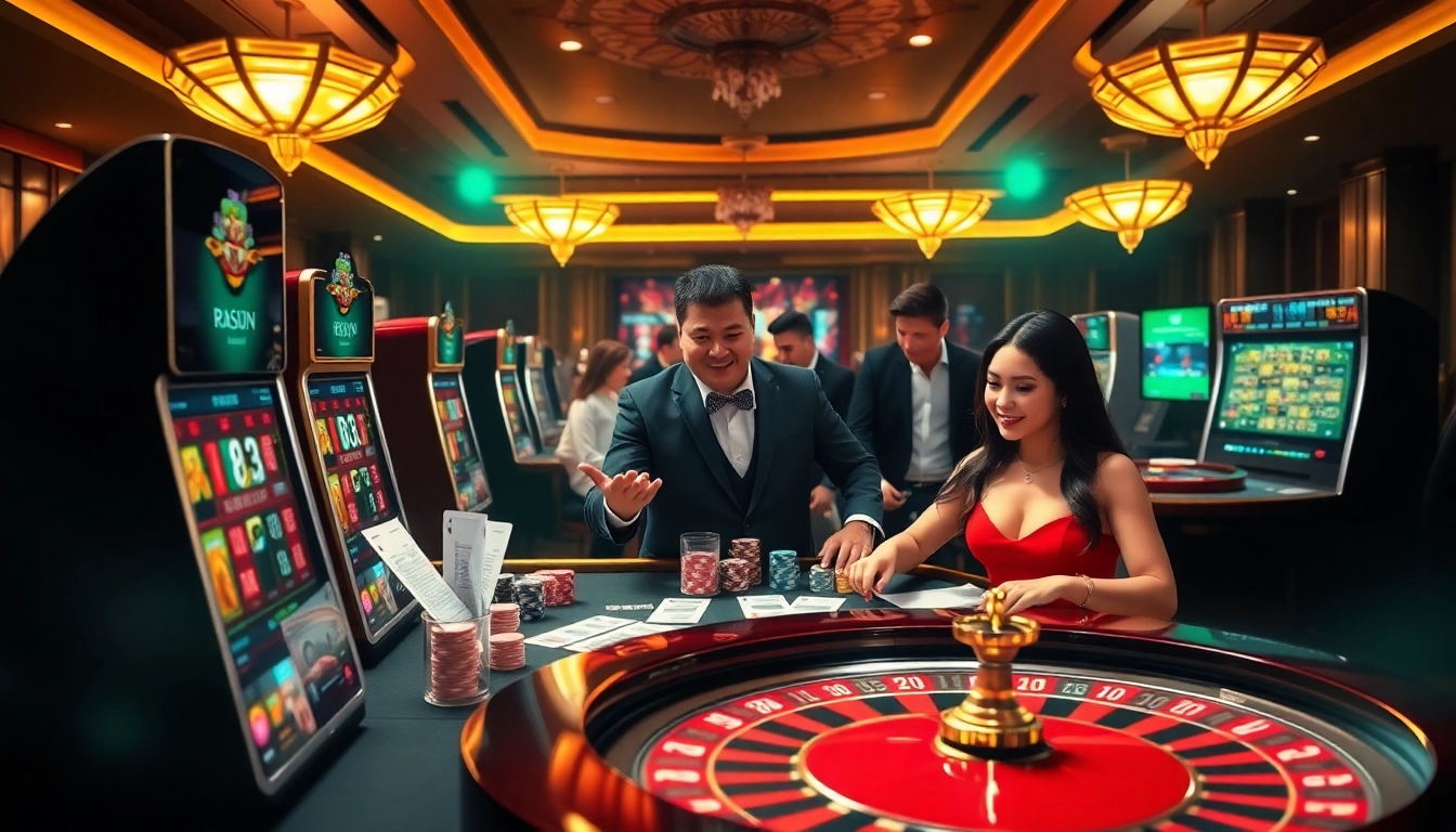 A vibrant online gambling scene featuring https://xx88tv.com/ with modern casino elements and active players.