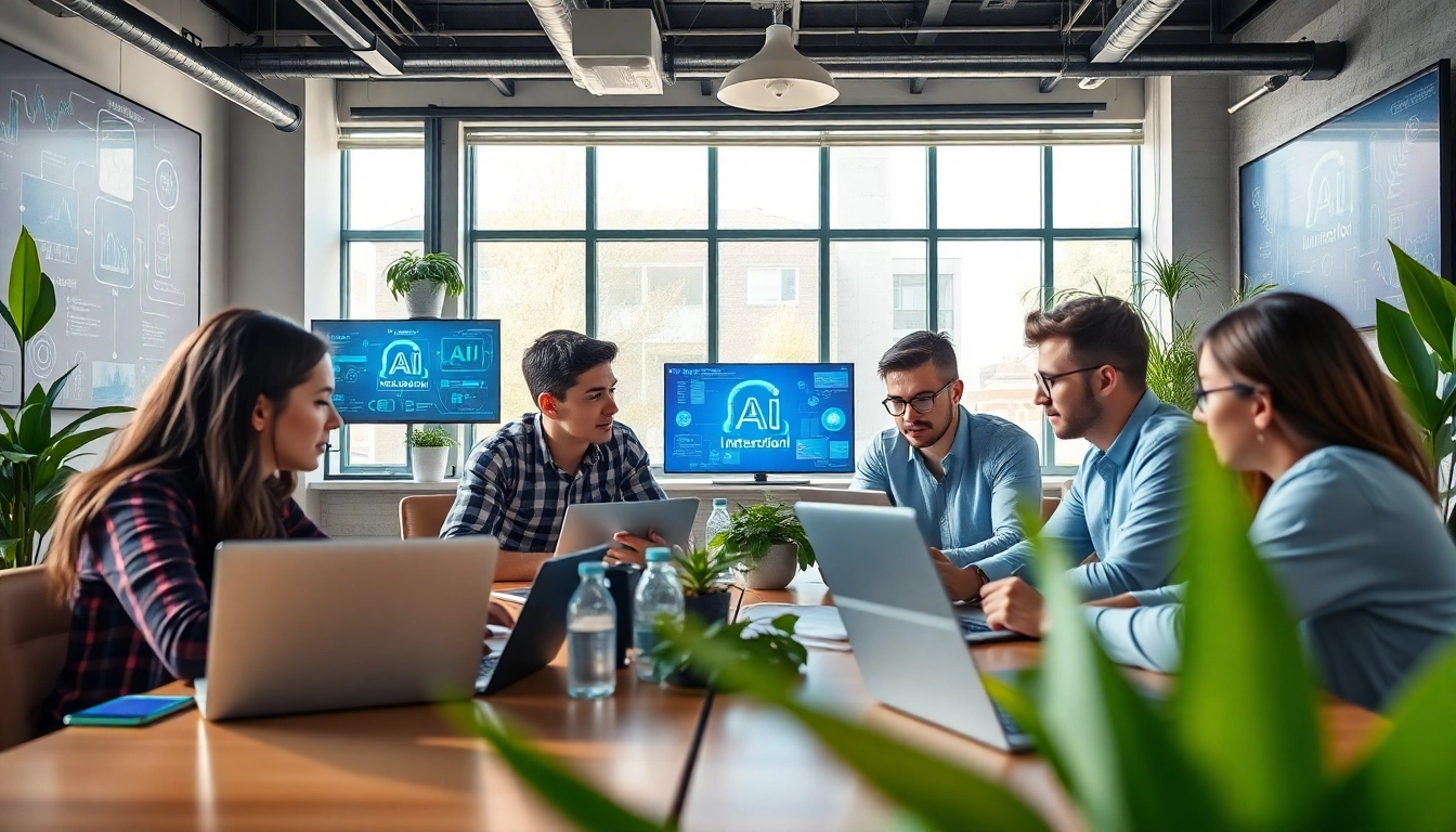 Collaborative tech workspace showcasing 18+ ai innovation and professionals engaging with AI applications.