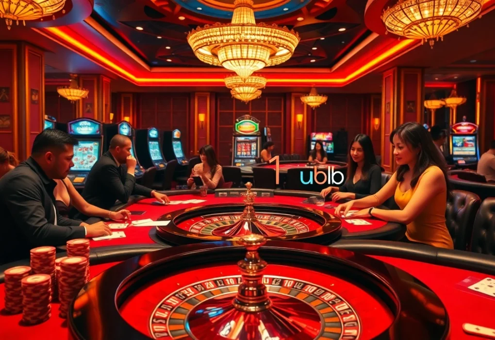 Players enjoying a high-stakes game at uu881 club casino with thrilling blackjack and roulette action.