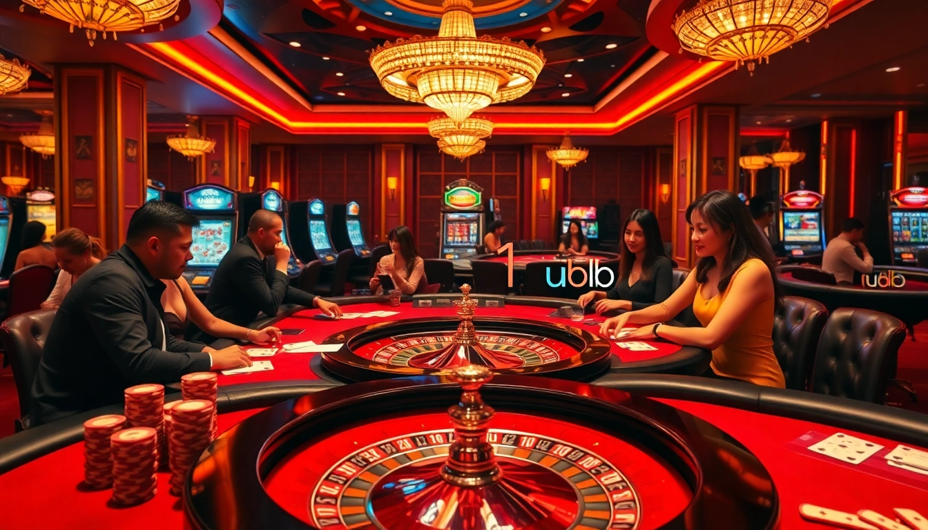 Players enjoying a high-stakes game at uu881 club casino with thrilling blackjack and roulette action.