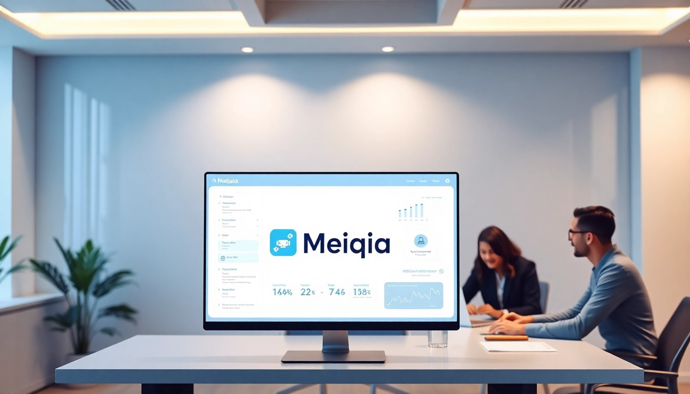 展示美洽官网客户服务平台的创新办公室，突出 AI 技术与团队协作。