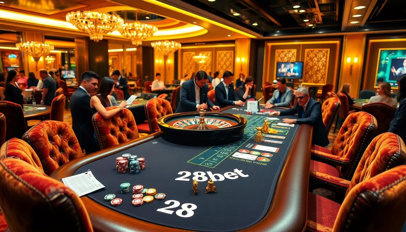 Experience thrilling gameplay at 28Bet's vibrant casino with lively tables and winning opportunities.