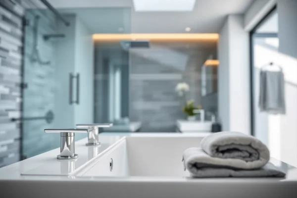 Entdecken Sie die stilvolle sonni Duschkabine 80x80 mit eleganten Glasdetails in modernem Badezimmer.