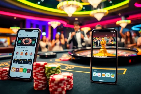 Bong99 betting scene with poker chips and roulette wheel in a vibrant casino atmosphere.