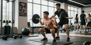 Kraftsportler trainiert im Steroidshop-Fitnessstudio und zeigt Stärke und Entschlossenheit.